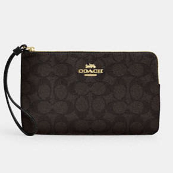Large Corner Zip Wristlet In Signature Canvas - Picture 1 of 7